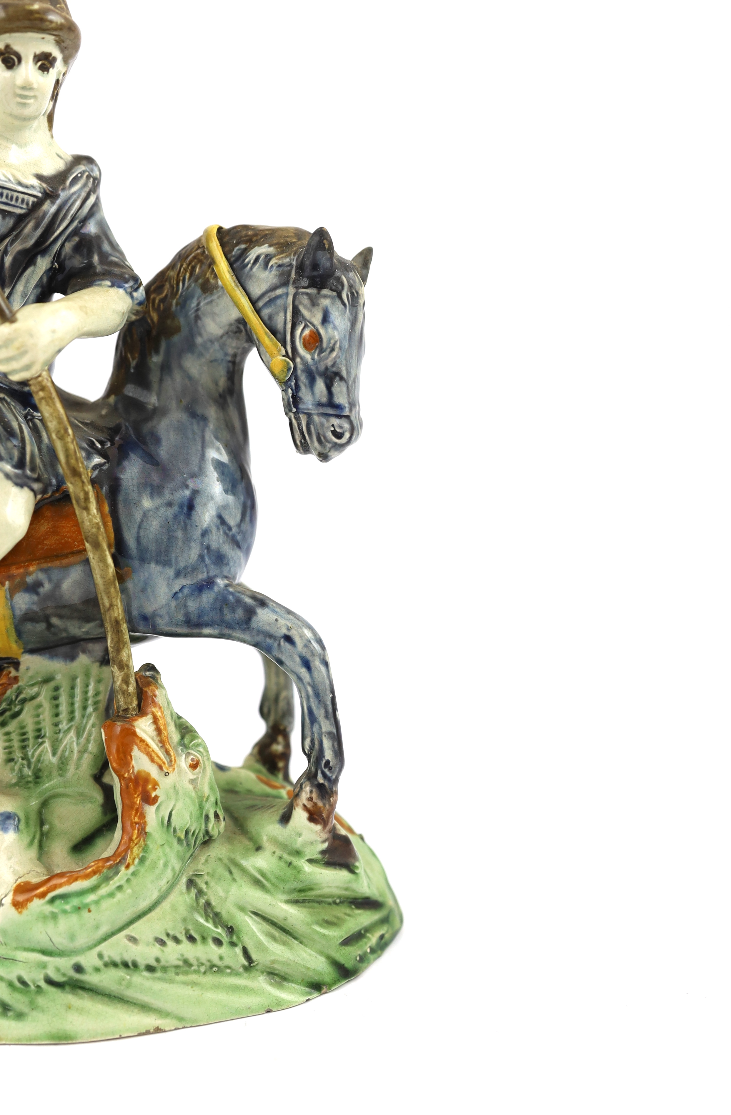 A Ralph Wood group of St. George & The Dragon, c.1795, some restoration